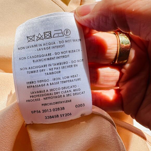 Stella McCartney Light Peach Silk Blouse Cream on Collar Button Placket Cuffs 42 - Picture 9 of 12